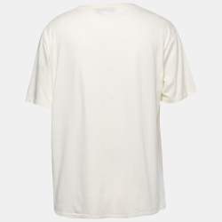 Pre Owned Gucci Cream Logo Cities Print Cotton Crew Neck T-Shirt 3XL