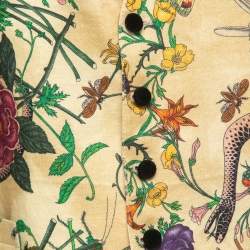 Gucci Beige Floral Snake Printed Linen Vest 3XL