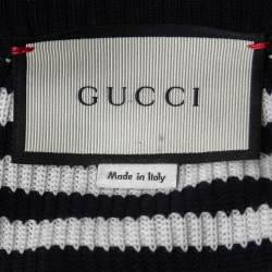 Gucci Navy Blue/White Striped Cotton Knit Sweater L