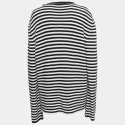 Gucci Navy Blue/White Striped Cotton Knit Sweater L