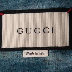 Pre Owned Gucci Multicolor Snake Garden Printed Linen Knit T-Shirt 2XL