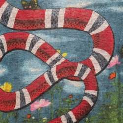 Pre Owned Gucci Multicolor Snake Garden Printed Linen Knit T-Shirt 2XL