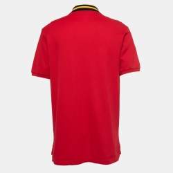 Pre Owned Gucci Red Cotton Pique Insects Embroidered Polo T-Shirt 3XL