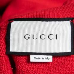 Pre Owned Gucci Red Cotton Blind For Love Bee Embroidered Sweatshirt M