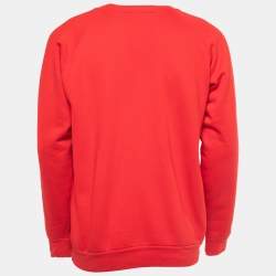 Pre Owned Gucci Red Cotton Blind For Love Bee Embroidered Sweatshirt M