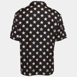 Gucci Black Star Printed Silk Short Sleeve Shirt M