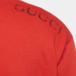 Gucci Red Distressed Cotton T-Shirt L