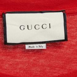 Gucci Red Distressed Cotton T-Shirt L
