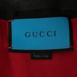 Gucci White/Black Hand Painted Leather Patch Detail Biker Jacket M