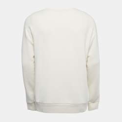 Pre Owned Gucci Cream Cotton Logo Embroidered Sweatshirt M