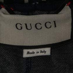 Pre Owned Gucci Navy Blue Logo Jacquard Side Stripe Detail Joggers S