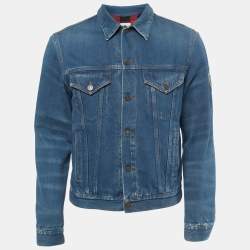Gucci Blue Embroidered Denim Button Front Jacket M