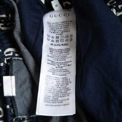 Pre Owned Gucci Navy Blue GG Pattered Cotton Side Stripe Shorts M