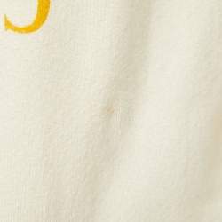 Pre Owned Gucci Cream Logo Print Cotton Hoodie L
