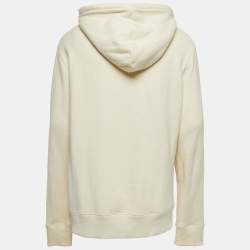 Pre Owned Gucci Cream Logo Print Cotton Hoodie L