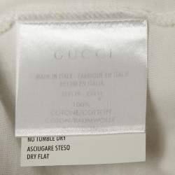 Pre Owned Gucci White Cotton Web Stripe Detailed Polo T-Shirt S