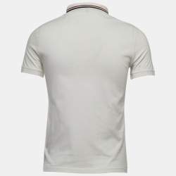 Pre Owned Gucci White Cotton Web Stripe Detailed Polo T-Shirt S