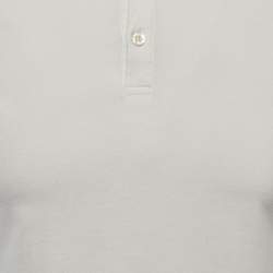 Pre Owned Gucci White Cotton Web Stripe Detailed Polo T-Shirt S