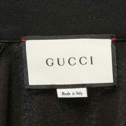 Gucci Black Knit Web Stripe Detail Zip Front Jacket XL