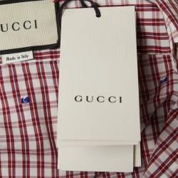 Gucci Red Squared on Mini G Cotton Button Front Full Sleeve Shirt M