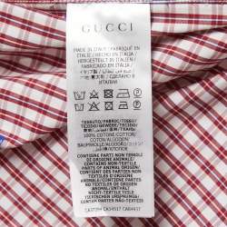 Gucci Red Squared on Mini G Cotton Button Front Full Sleeve Shirt M