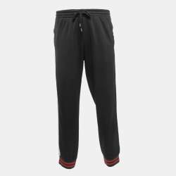 Gucci Black Knit Logo Web Stripe Detail Track Pants L 