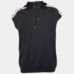 Pre Owned Gucci Black Logo Detail Jersey Knit Hoodie XXL