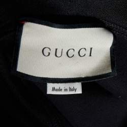 Pre Owned Gucci Black Logo Detail Jersey Knit Hoodie XXL