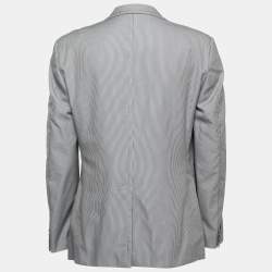 Pre Owned Gucci Navy Blue Striped Cotton Single Breasted Blazer XXL