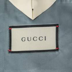 Pre Owned Gucci Navy Blue Bee Patterned Plaid Wool Suit M