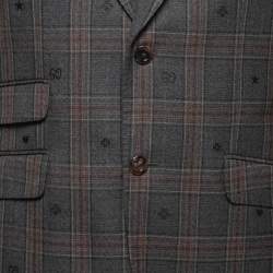 Gucci Grey Hearts Bee Patterned Classic Check Tailored Suit M