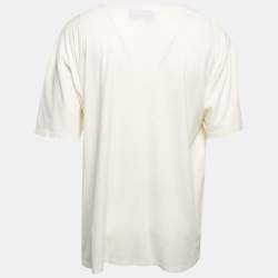 Pre Owned Gucci Off-White Logo Print Cotton Half Sleeve T-Shirt 3XL