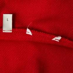 Pre Owned Gucci Red Cotton Contrast Collar Detailed Polo T-Shirt L