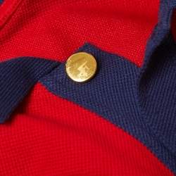 Pre Owned Gucci Red Cotton Contrast Collar Detailed Polo T-Shirt L