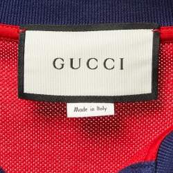Pre Owned Gucci Red Cotton Contrast Collar Detailed Polo T-Shirt L