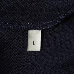 Gucci Navy Blue GG Embroidered Cotton Pique Polo T-Shirt L