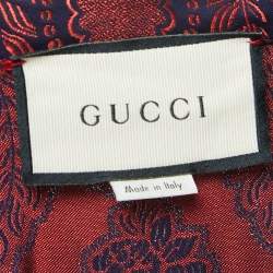 Pre Owned Gucci Red Jacquard Stripe Detailed Button Front Half Sleeve Shirt S