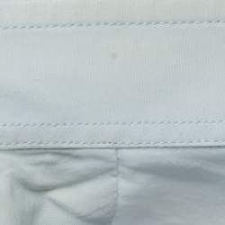 Gucci Light Blue Cotton Tiger Print Silk Insert Button Front Half Sleeve Shirt L