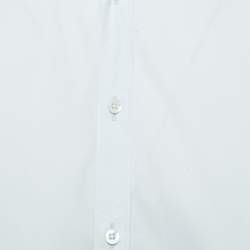 Gucci Light Blue Cotton Tiger Print Silk Insert Button Front Half Sleeve Shirt L