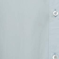 Gucci Light Blue Cotton Tiger Print Silk Insert Button Front Half Sleeve Shirt L