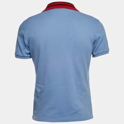 Gucci Blue Embroidered Cotton Pique Polo T-Shirt M