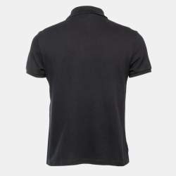 Pre Owned Gucci Black Cotton Pique Logo Patch Polo T-Shirt M