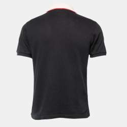 Gucci Black Cotton Pique Logo Stripe Detailed Polo T-Shirt M
