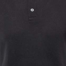 Gucci Black Cotton Pique Logo Stripe Detailed Polo T-Shirt M