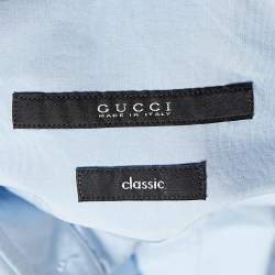 Pre Owned Gucci Blue Cotton Classic Fit Shirt 4XL