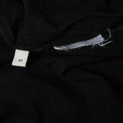 Pre Owned Gucci Black Flower Embroidered Print Distressed Cotton Crew neck Half Sleeve T-Shirt M