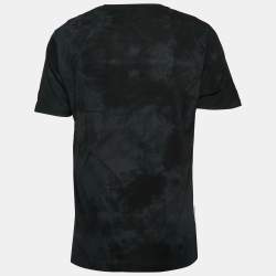 Gucci Black Flower Embroidered Print Distressed Cotton Crew neck Half Sleeve T-Shirt M