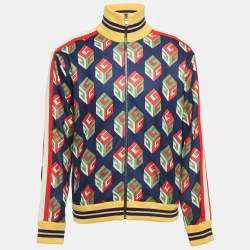 Gucci Multicolor Print Knit Zip Front Sweatshirt M