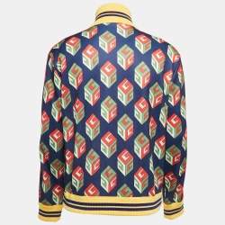 Gucci Multicolor Print Knit Zip Front Sweatshirt M