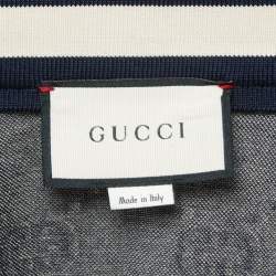 Pre Owned Gucci Navy Blue  GG Patterned Cotton Knit Zip Front Jacket M